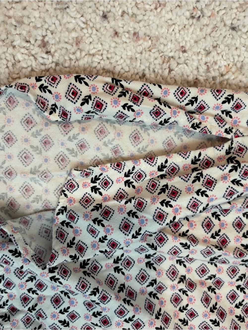 LOFT Short Sleeve Pajama Set in White, Pink, and Blue Pattern - Picture 5 of 5